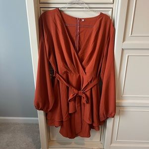 Rust colored mini swing skater dress, size 2X (XXL), NWOT